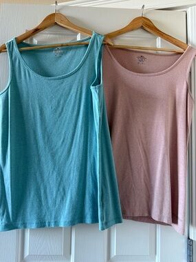 2 Women’s Sleeveless Tank Top - Teal and Dusty Pink